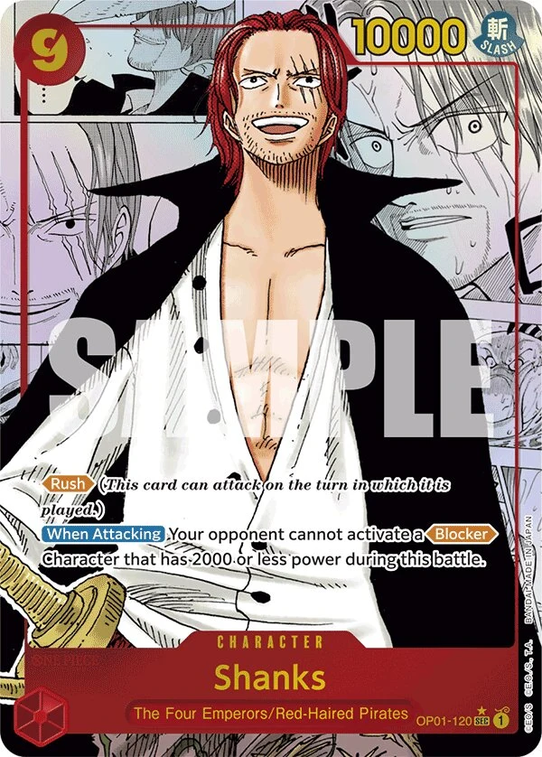 Carte One Piece anglaise Shanks OP01-120 SEC