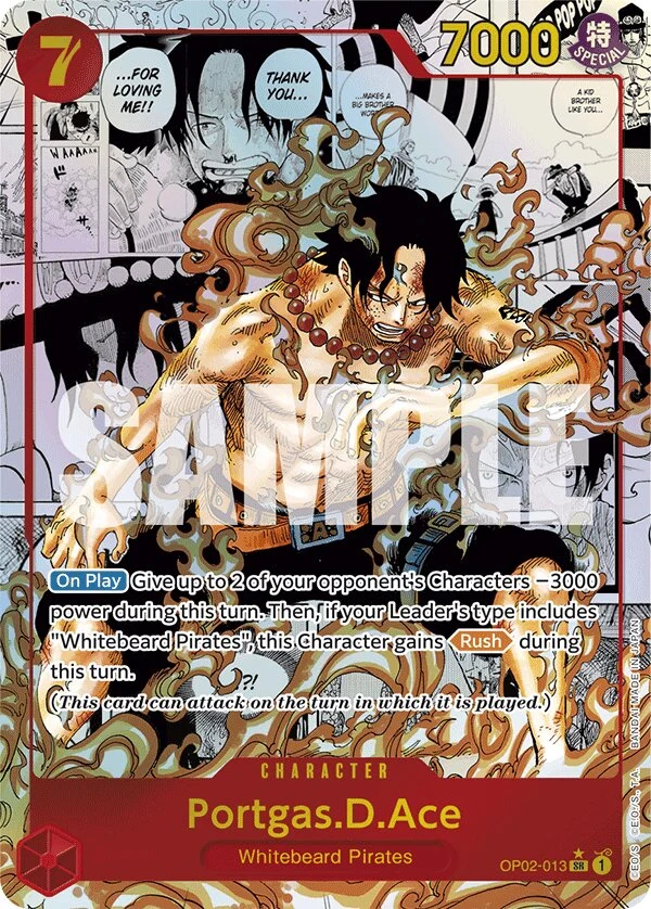Carte One Piece anglaise Portgas.D.Ace OP02-013 SR