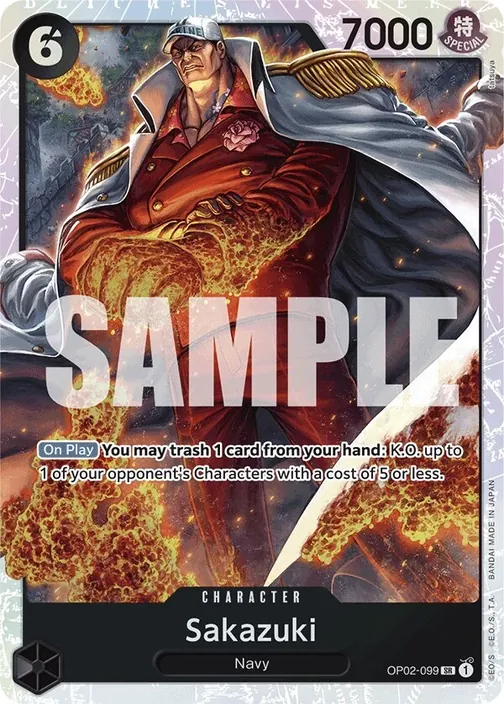 Carte One Piece anglaise OP02-099 Sakazuki (version 4)