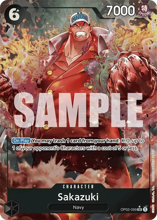 Carte One Piece anglaise OP02-099 Sakazuki (version 5)