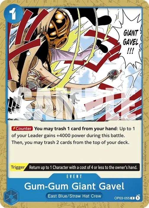 Carte One Piece anglaise OP03-055 Gum-Gum Giant Gavel