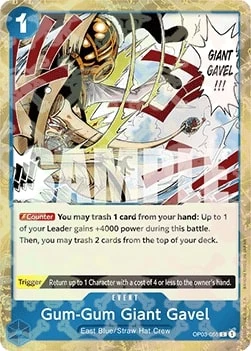 Carte One Piece anglaise OP03-055 Gum-Gum Giant Gavel (version 2)