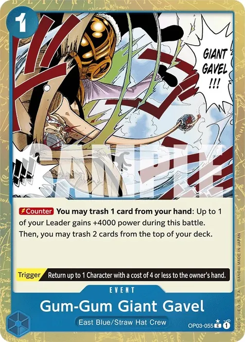 Carte One Piece anglaise OP03-055 Gum-Gum Giant Gavel (version 4)