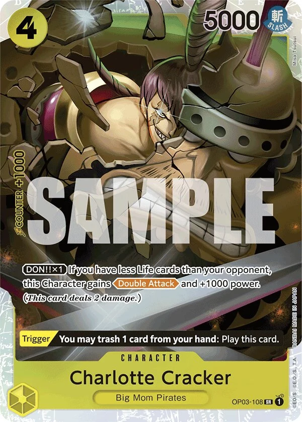 Carte One Piece anglaise Charlotte Cracker OP03-108 SR