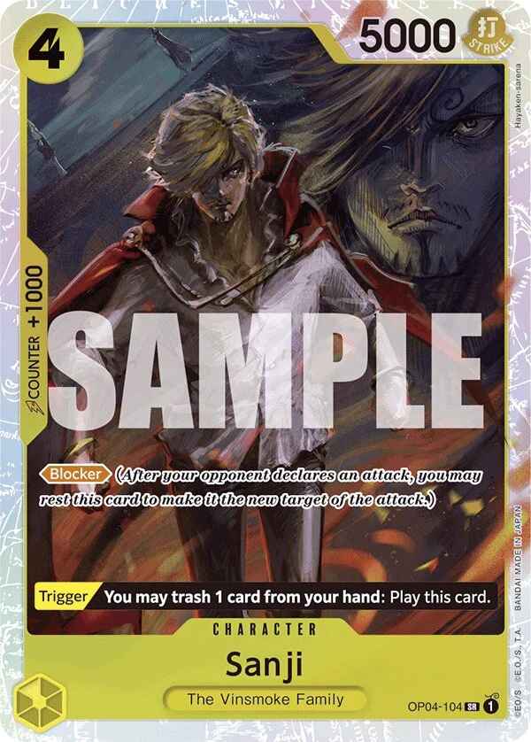 Carte One Piece anglaise Sanji OP04-104 SR