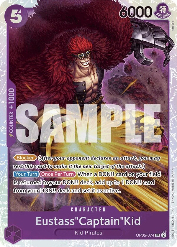 Carte One Piece anglaise Eustass"Captain"Kid OP05-074 SR