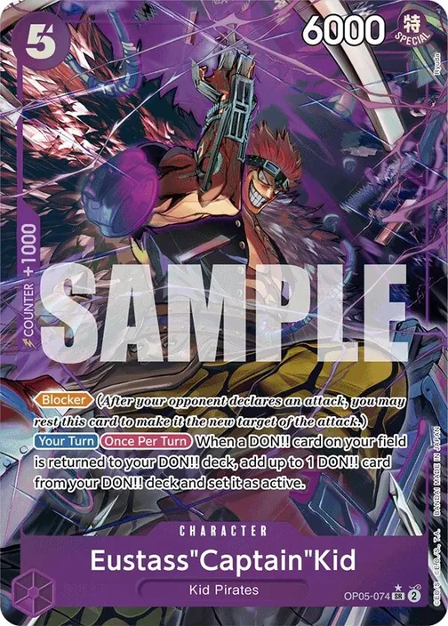 Carte One Piece anglaise OP05-074 Eustass"Captain"Kid (version 6)