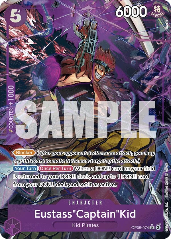Carte One Piece anglaise Eustass"Captain"Kid OP05-074 SR