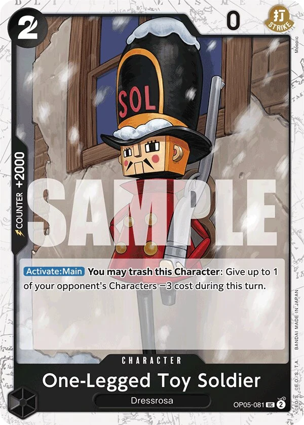 Carte One Piece anglaise One-Legged Toy Soldier OP05-081 UC