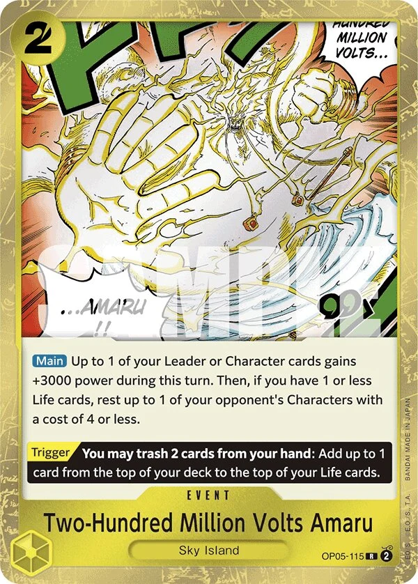 Carte One Piece anglaise Two-Hundred Million Volts Amaru OP05-115 R