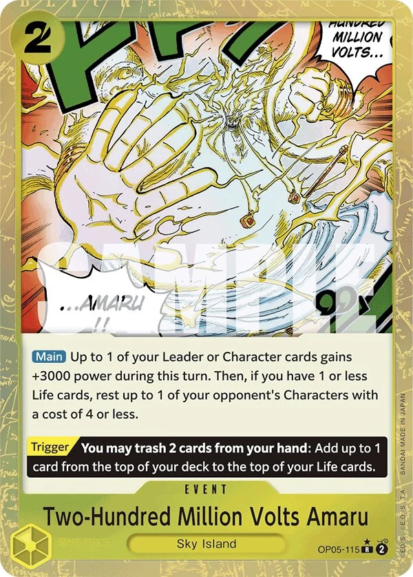 Carte One Piece anglaise Two-Hundred Million Volts Amaru OP05-115 R