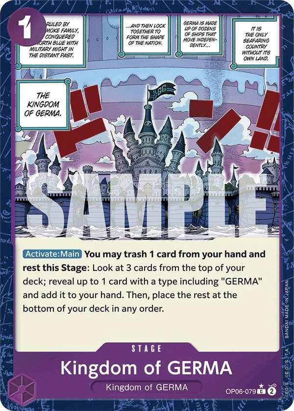 Carte One Piece anglaise Kingdom of GERMA OP06-079 C