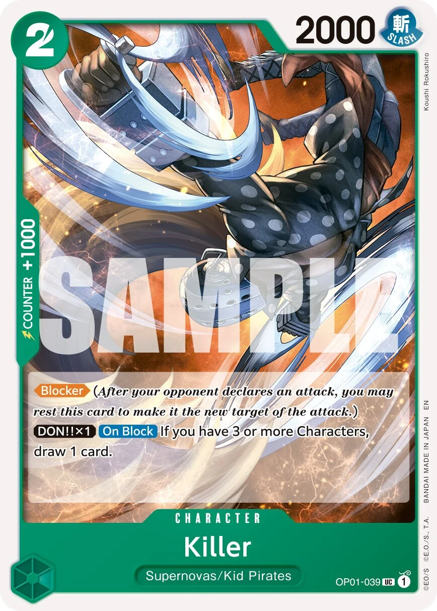 Carte One Piece anglaise Killer OP01-039 UC