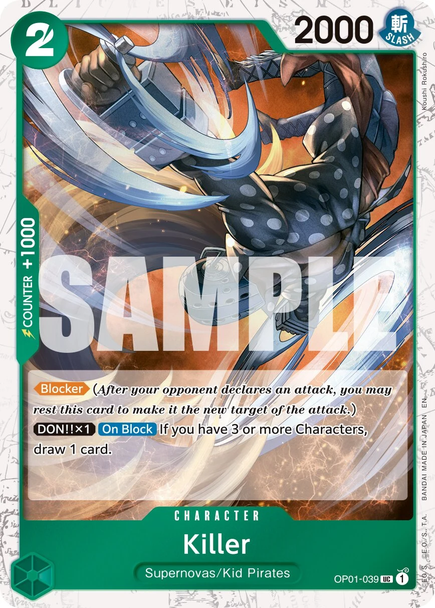 Carte One Piece anglaise Killer OP01-039 UC