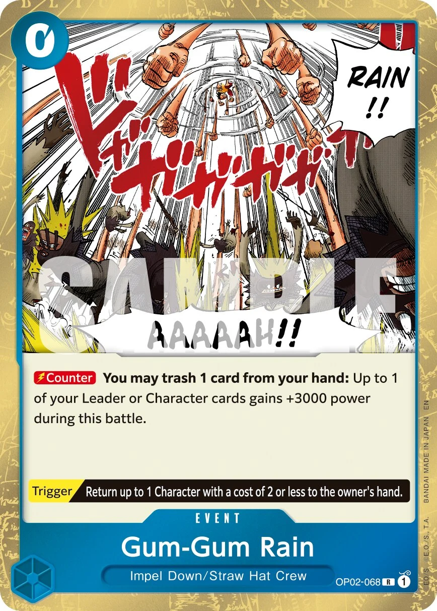 Carte One Piece anglaise Gum-Gum Rain OP02-068 R