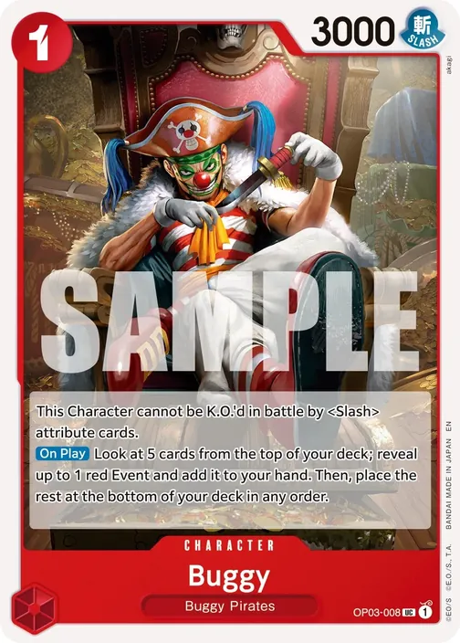 Carte One Piece anglaise OP03-008 Buggy