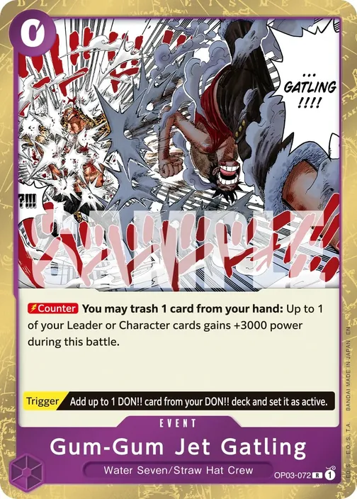 Carte One Piece anglaise OP03-072 Gum-Gum Jet Gatling