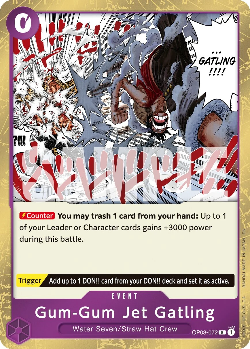 Carte One Piece anglaise Gum-Gum Jet Gatling OP03-072 R