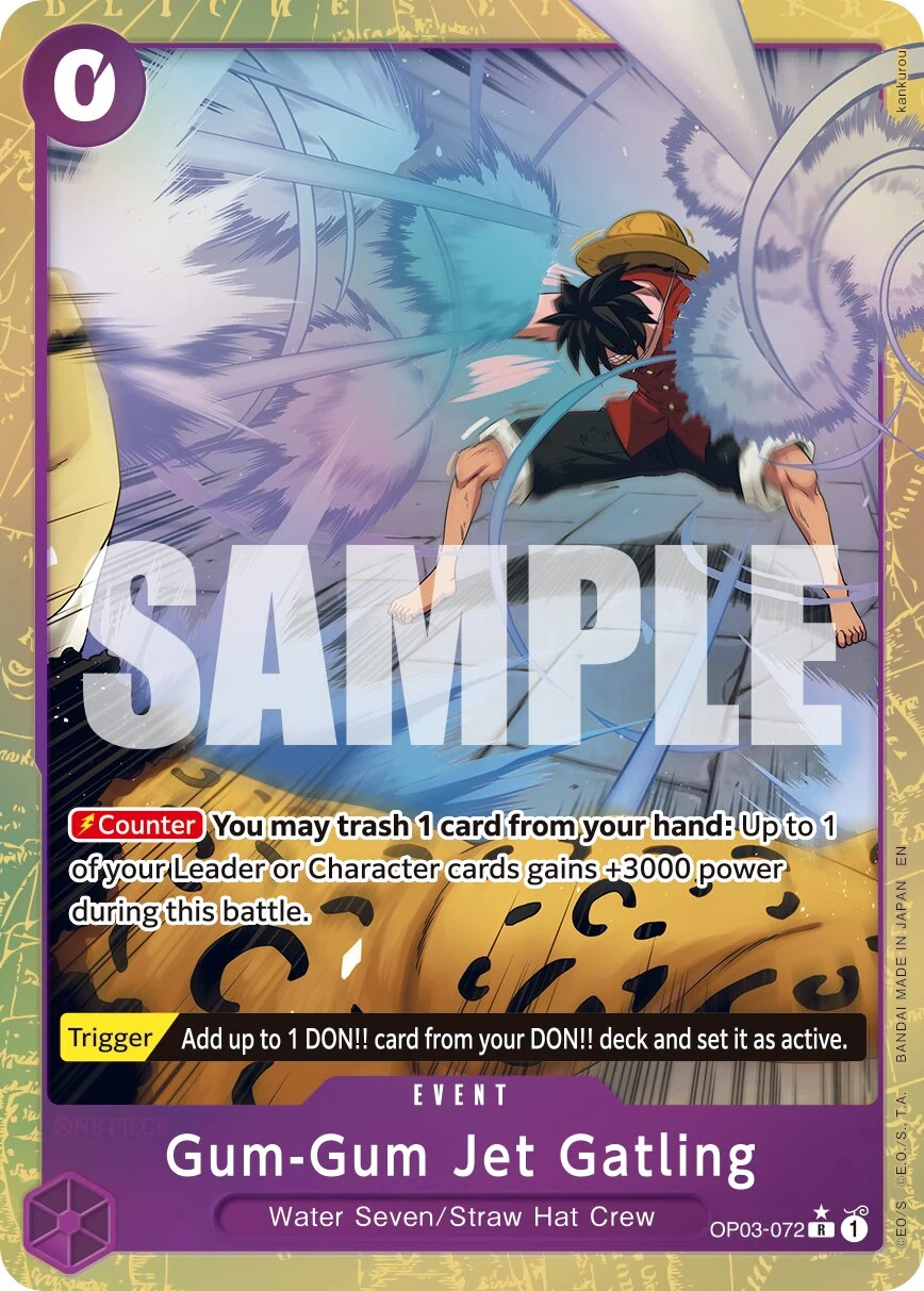 Carte One Piece anglaise Gum-Gum Jet Gatling OP03-072 R