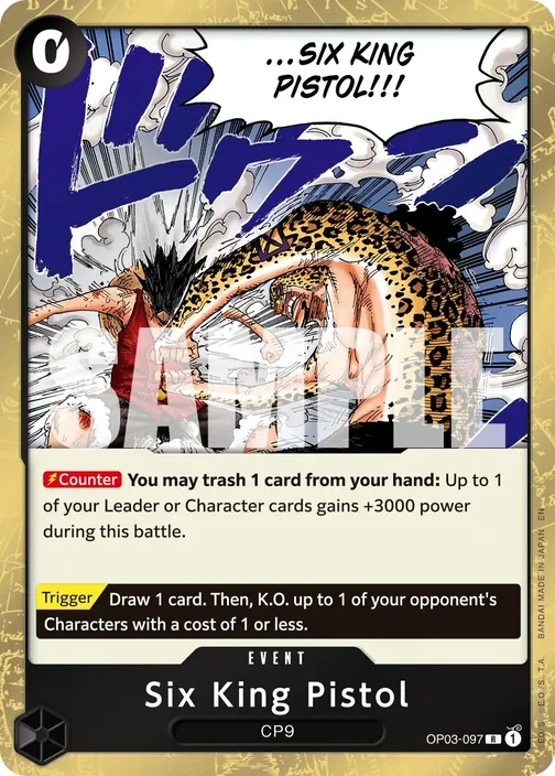 Carte One Piece anglaise OP03-097 Six King Pistol
