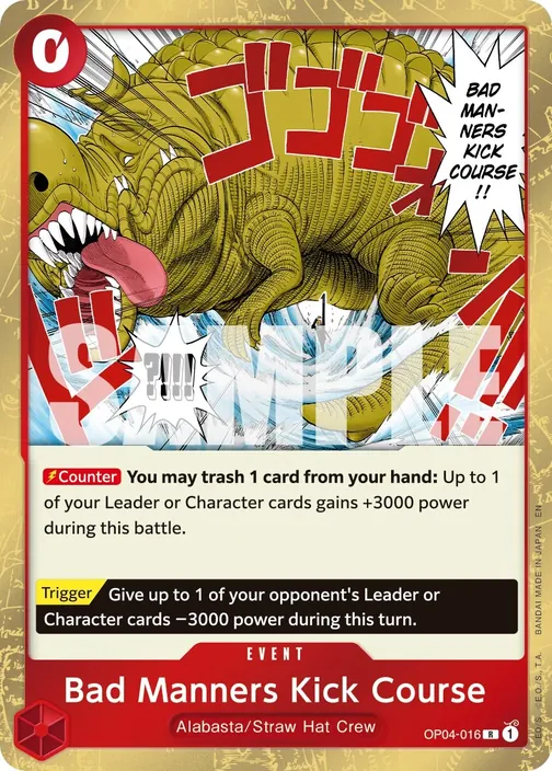 Carte One Piece anglaise OP04-016 Bad Manners Kick Course