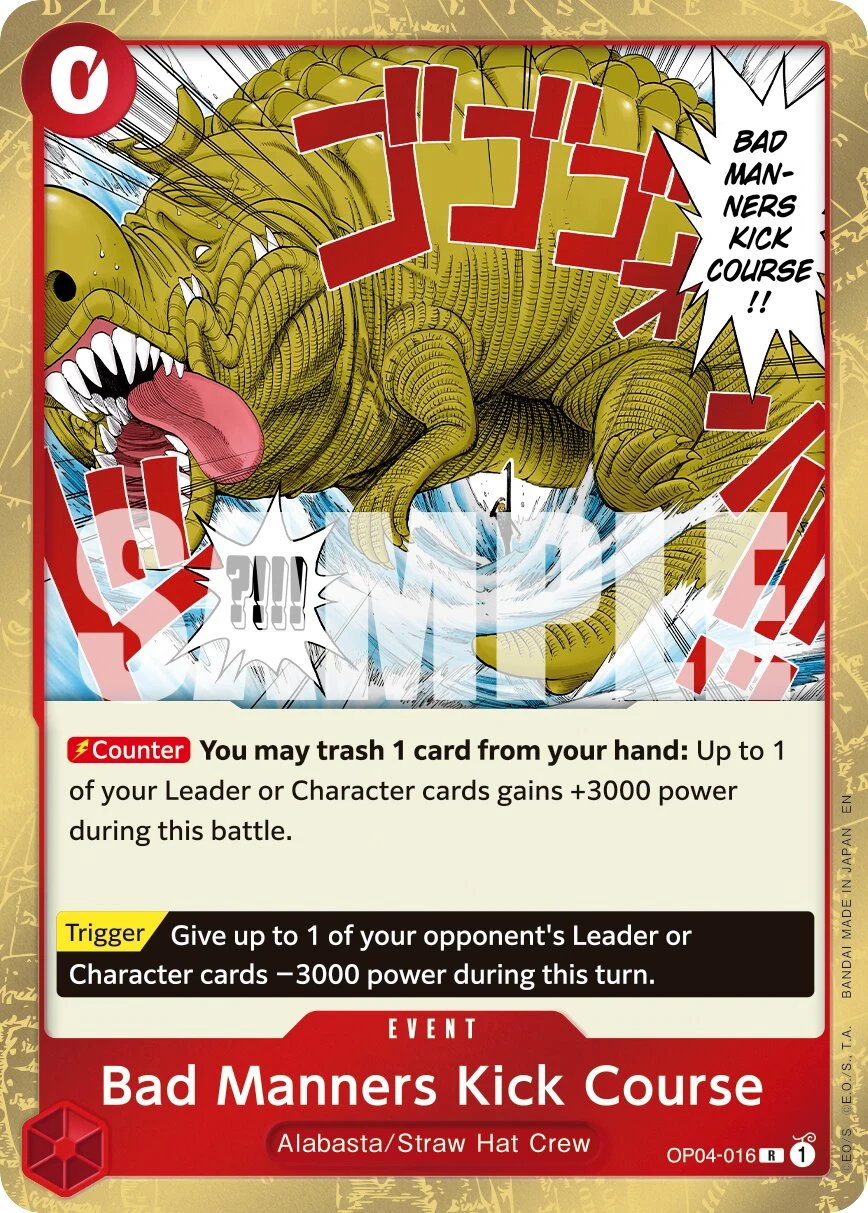 Carte One Piece anglaise Bad Manners Kick Course OP04-016 R