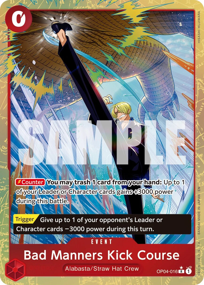 Carte One Piece anglaise Bad Manners Kick Course OP04-016 R