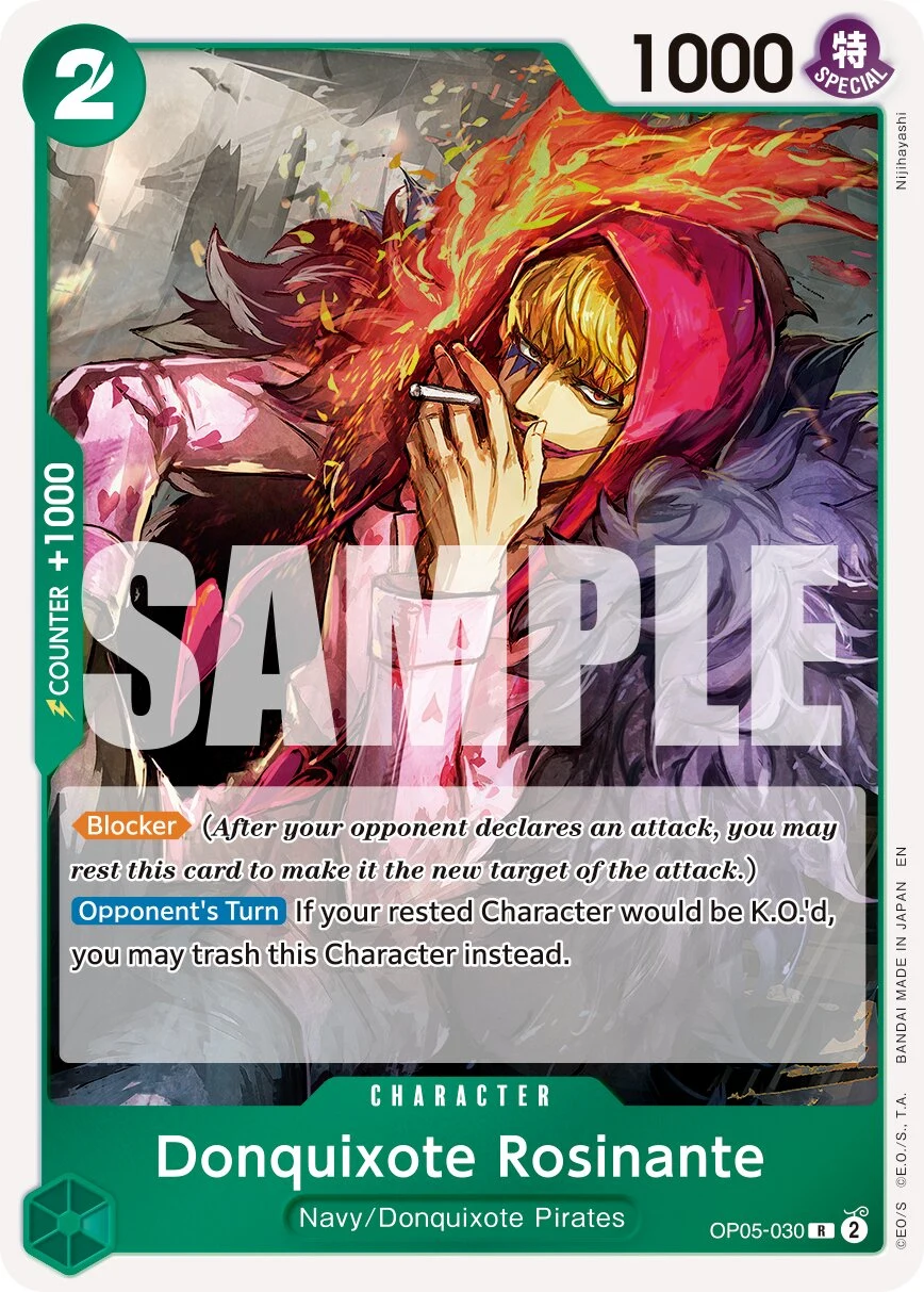 Carte One Piece anglaise Donquixote Rosinante OP05-030 R