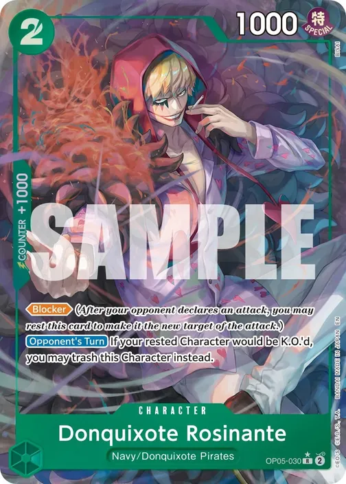 Carte One Piece anglaise OP05-030 Donquixote Rosinante (version 2)