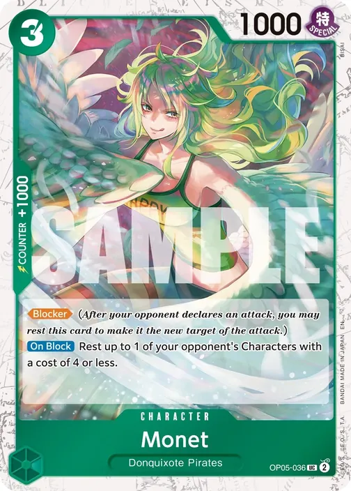 Carte One Piece anglaise OP05-036 Monet (version 2)