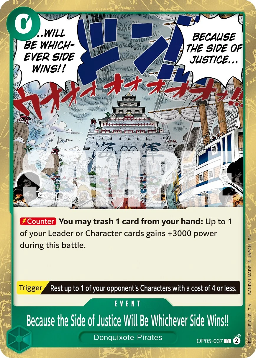 Carte One Piece anglaise Because the Side of Justice Will Be Whichever Side Wins!! OP05-037 R
