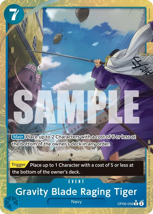 Carte One Piece anglaise OP06-058 Gravity Blade Raging Tiger (version 2)
