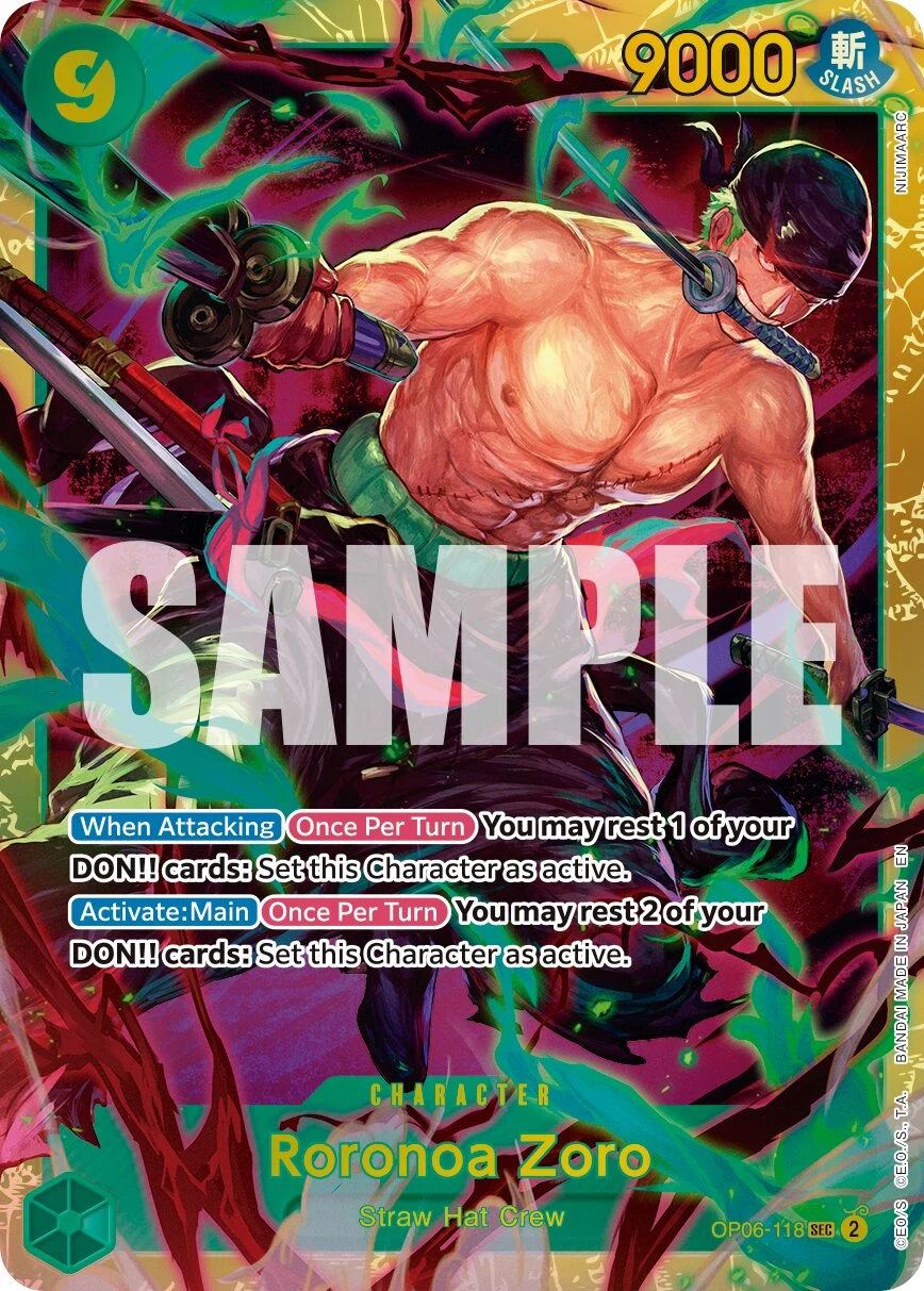 Carte One Piece anglaise Roronoa Zoro OP06-118 SEC