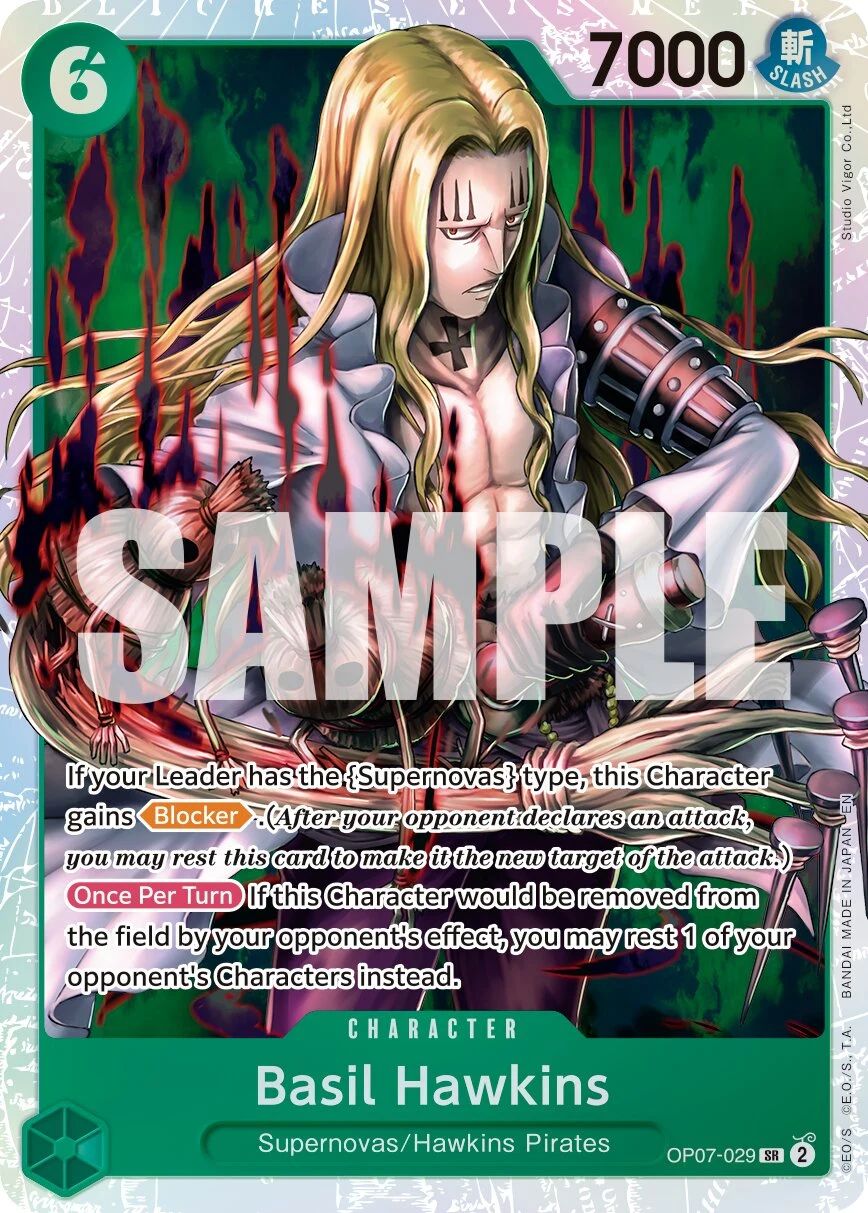 Carte One Piece anglaise Basil Hawkins OP07-029 SR