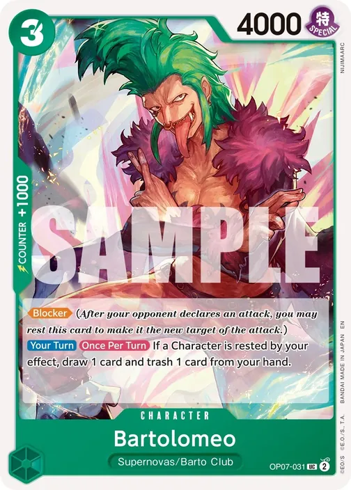 Carte One Piece anglaise OP07-031 Bartolomeo
