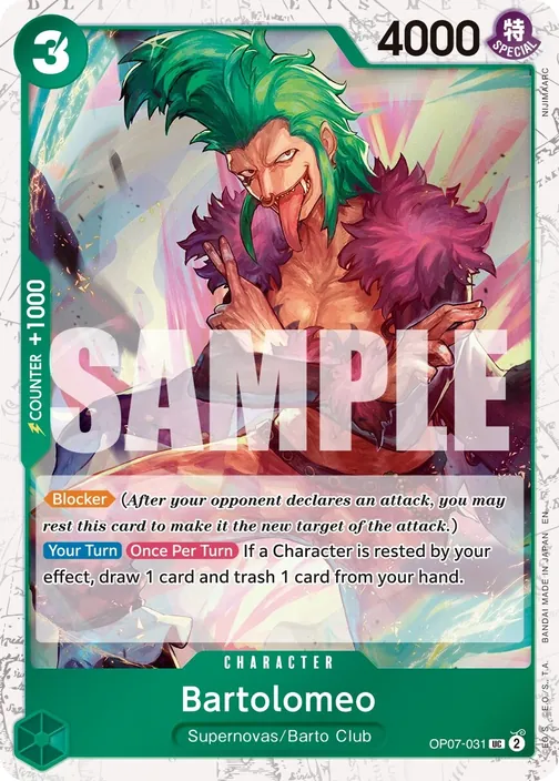 Carte One Piece anglaise OP07-031 Bartolomeo (version 2)