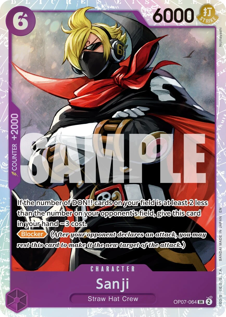 Carte One Piece anglaise Sanji OP07-064 SR