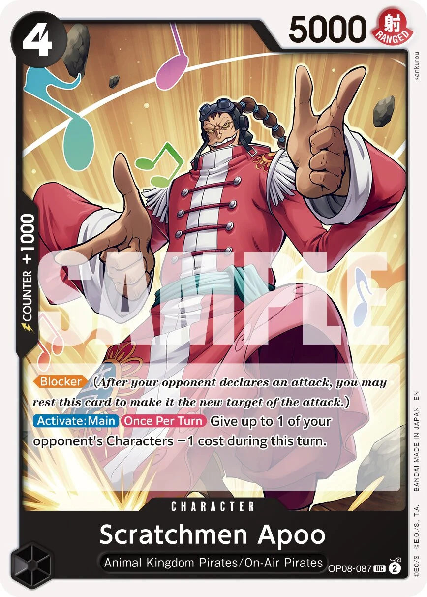 Carte One Piece anglaise Scratchmen Apoo OP08-087 UC