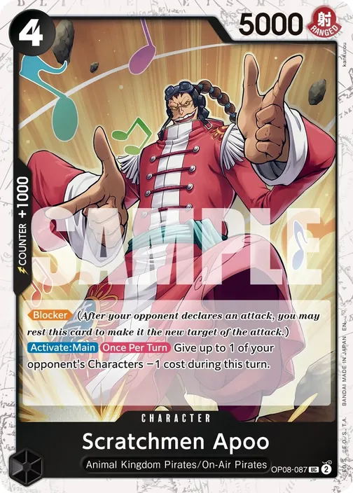 Carte One Piece anglaise OP08-087 Scratchmen Apoo (version 2)