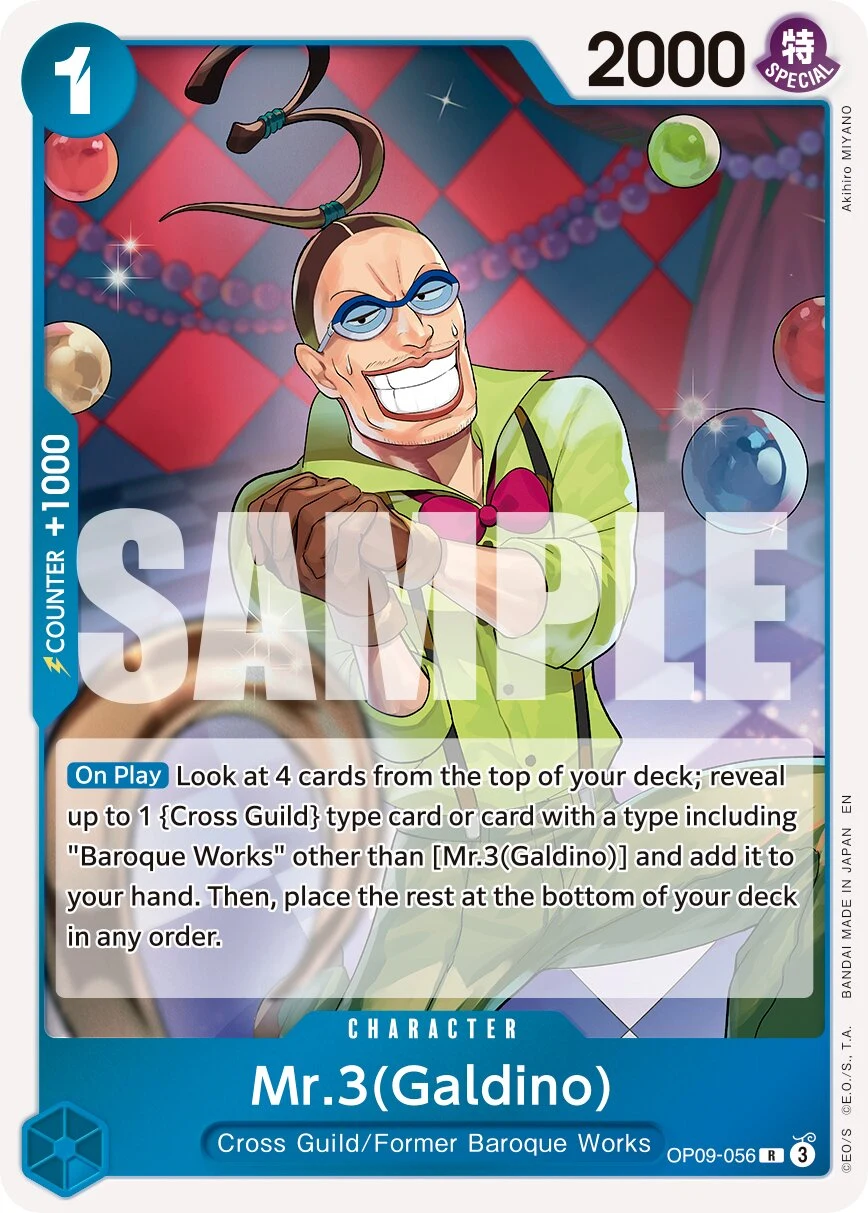 Carte One Piece anglaise Mr.3(Galdino) OP09-056 R