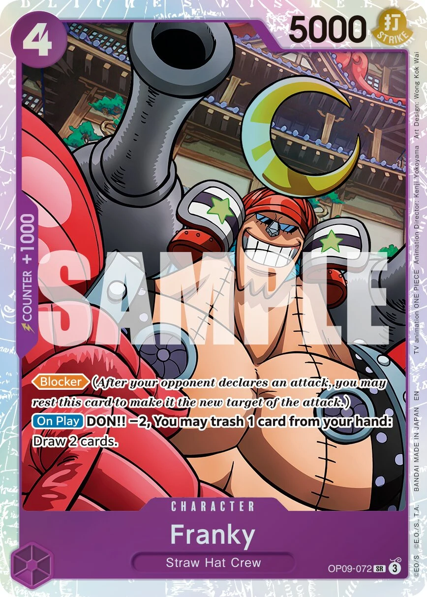 Carte One Piece anglaise Franky OP09-072 SR