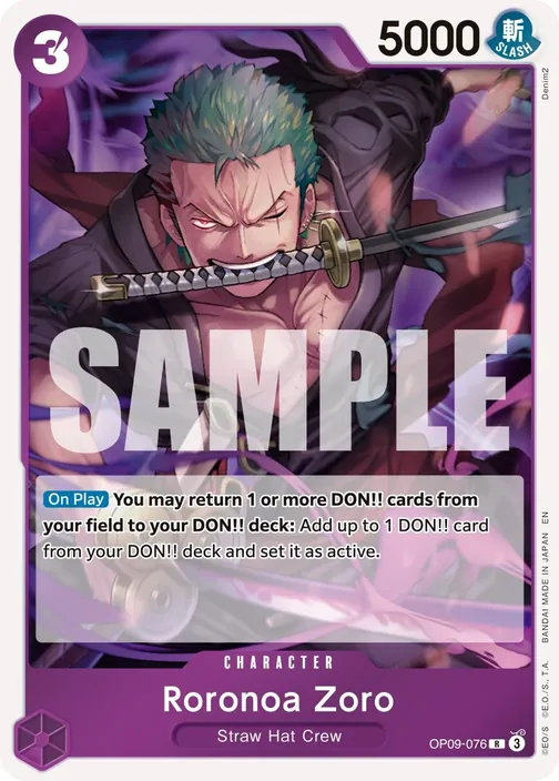 Carte One Piece anglaise OP09-076 Roronoa Zoro