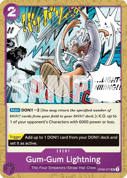 Carte One Piece anglaise OP09-077 Gum-Gum Lightning