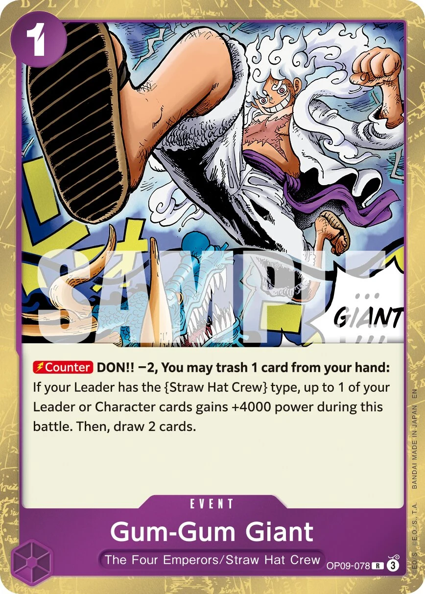 Carte One Piece anglaise Gum-Gum Giant OP09-078 R