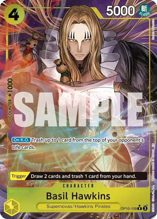 Carte One Piece anglaise OP10-109 Basil Hawkins (version 2)