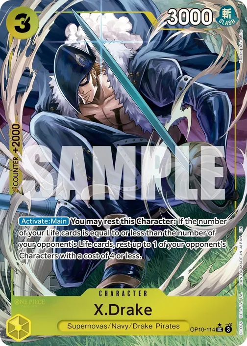 Carte One Piece anglaise OP10-114 X.Drake (version 3)