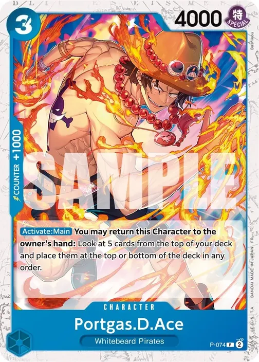 Carte One Piece anglaise P-074 Portgas.D.Ace (version 2)