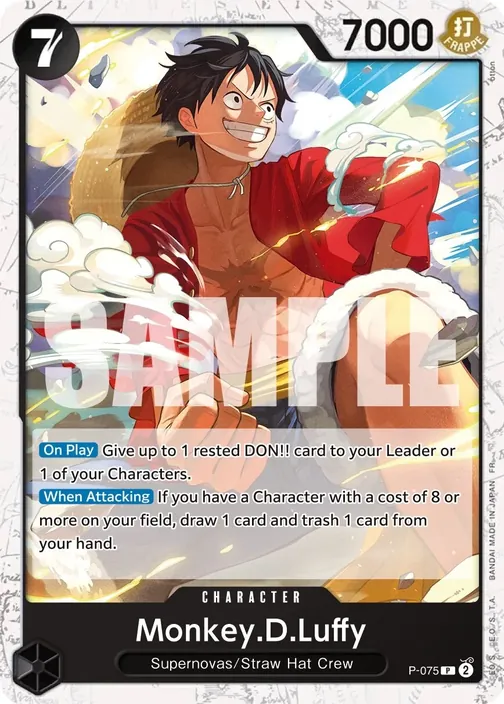 Carte One Piece anglaise P-075 Monkey.D.Luffy (version 2)