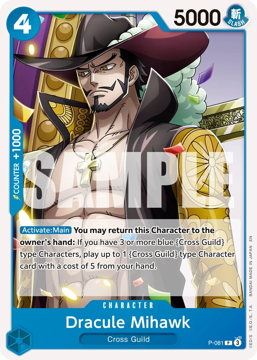 Carte One Piece anglaise Dracule Mihawk P-081 P