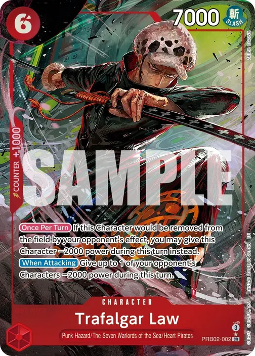 Carte One Piece anglaise PRB02-002 Trafalgar Law (version 2)